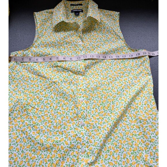 Lands End Button Front Top 100% Supima Cotton Lemon Non Iron Breathable Size 14 - Picture 3 of 8